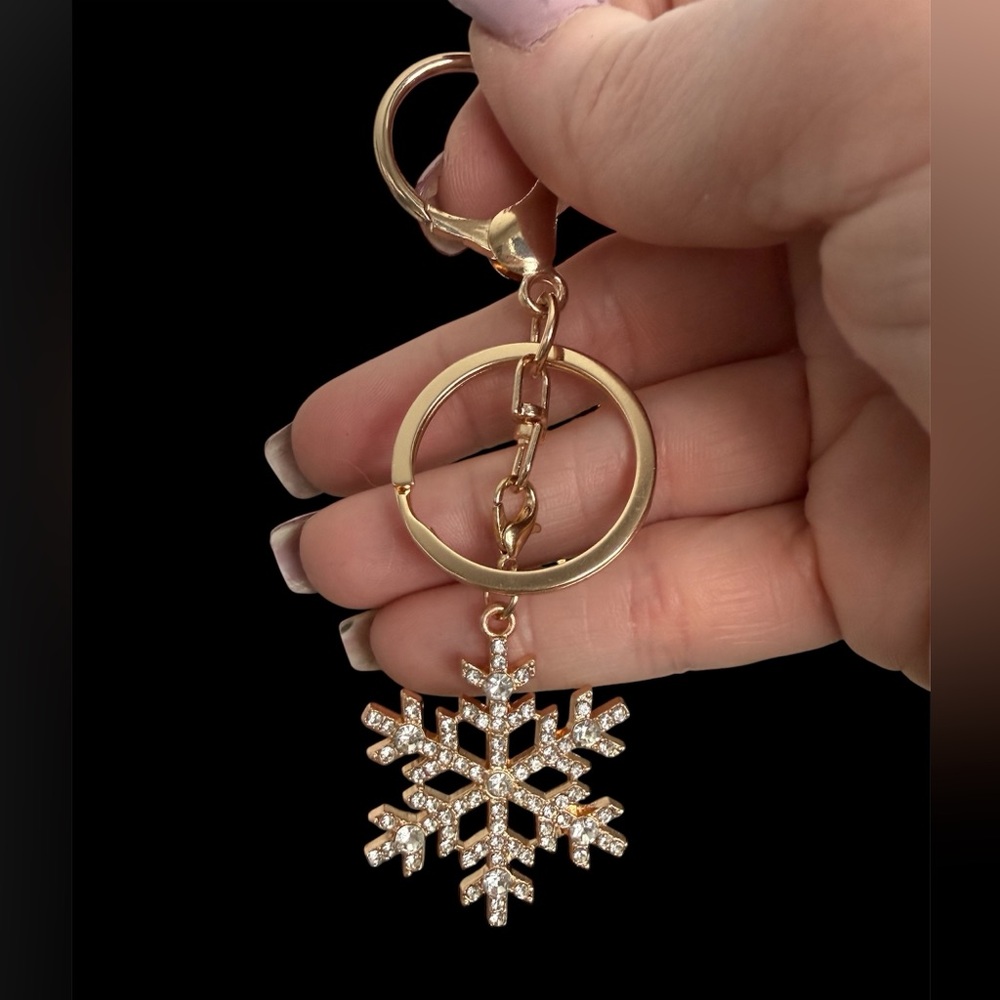 Snowflake rhinestone bag charm
